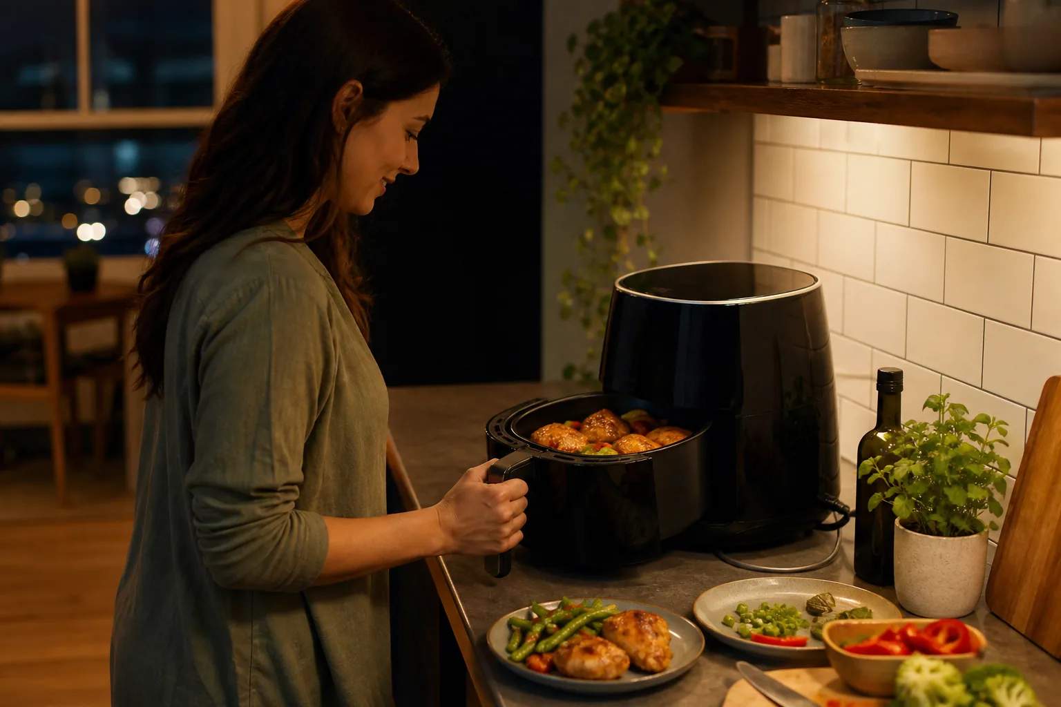 Compact air fryer for a small kitchen: measure before you buy editorial illustration