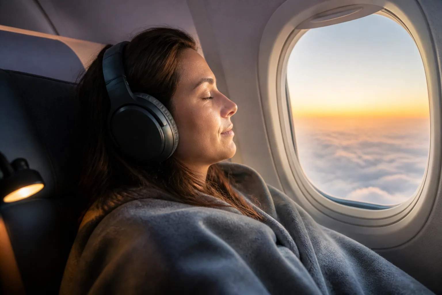 Noise-canceling headphones: comfort is the long-flight feature editorial illustration