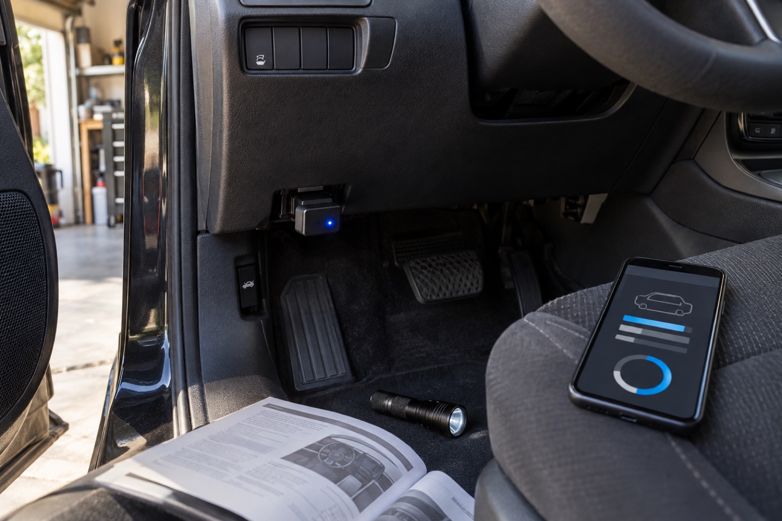 BlueDriver OBD2 Scanner in an editorial use scene