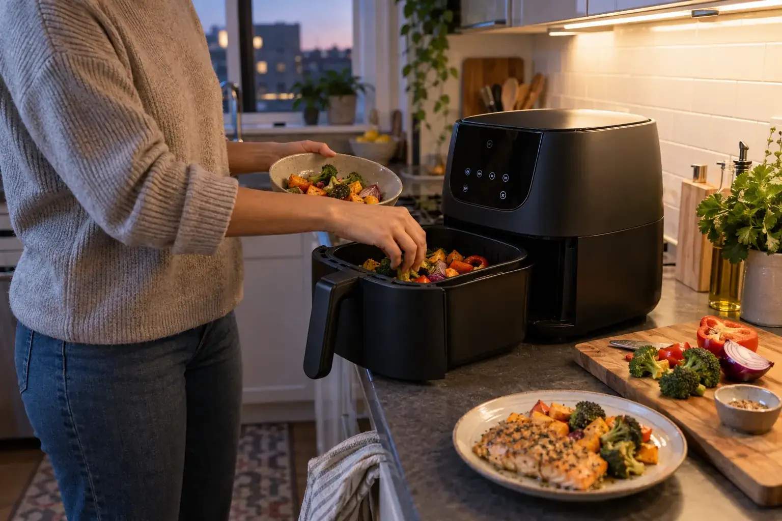Chefman 6 QT Air Fryer: preheat, size, and controls editorial illustration