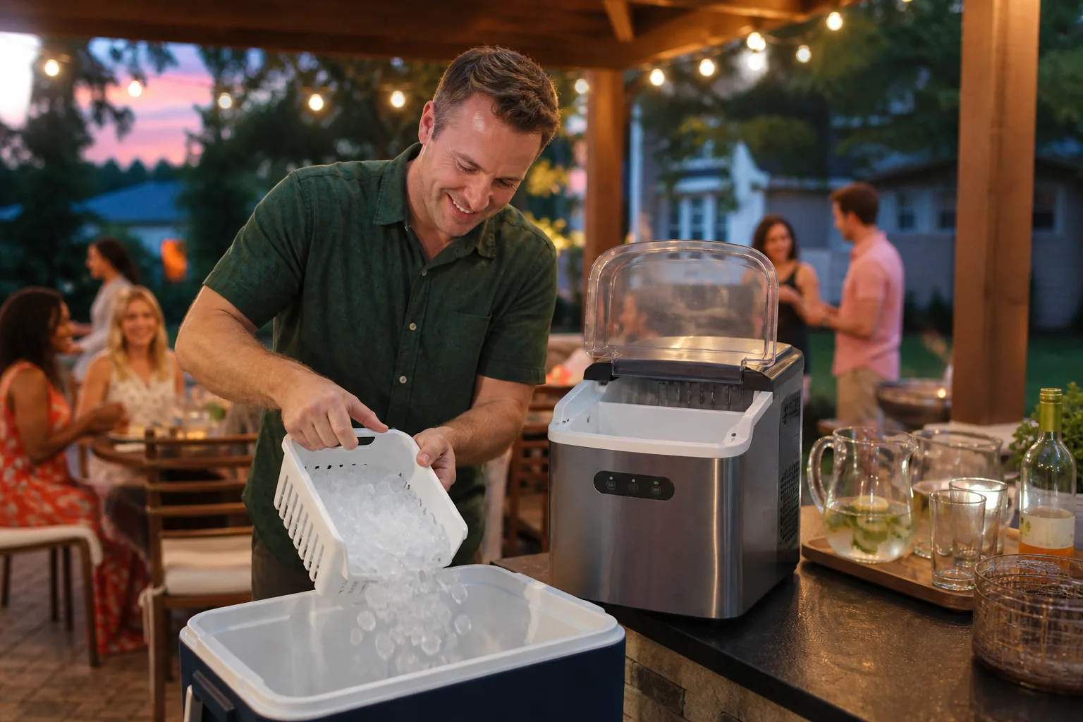 Countertop ice makers: convenience with a cleaning routine editorial illustration