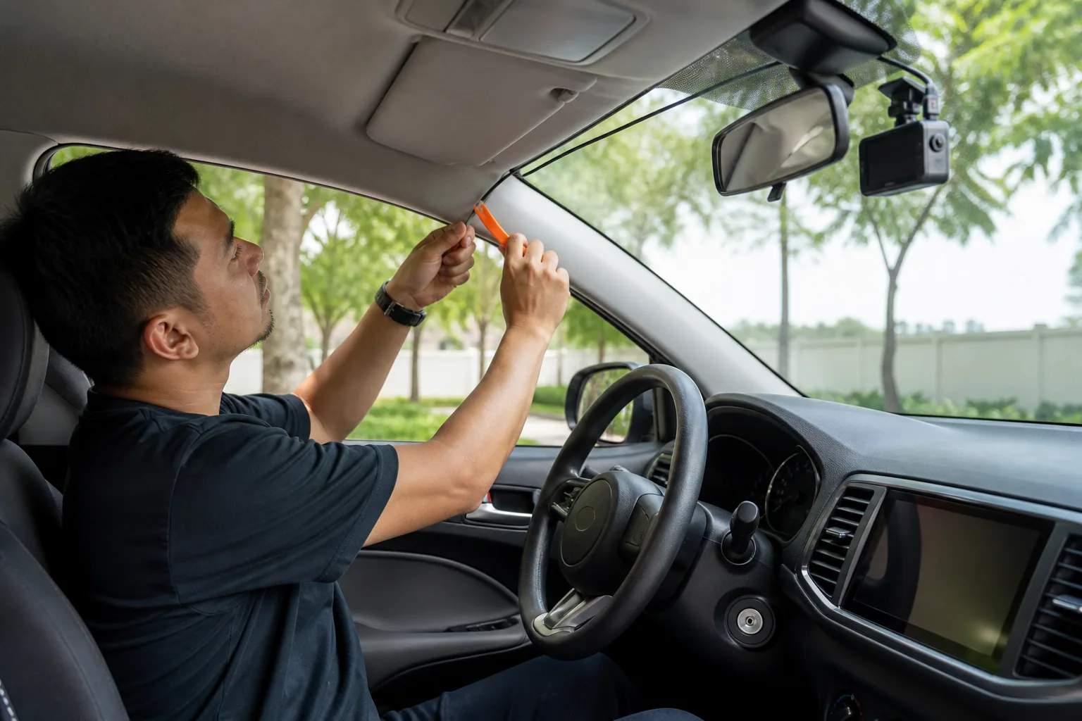 Dash cam installation checklist: placement, wiring, and power editorial illustration