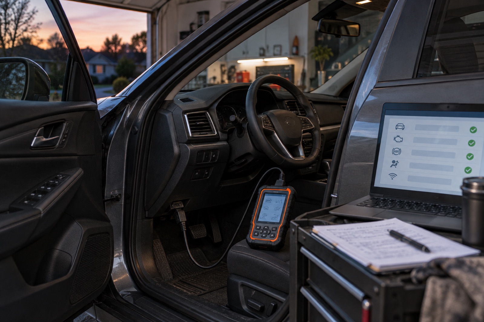 Innova 5610 Bidirectional OBD2 Scanner in an editorial use scene
