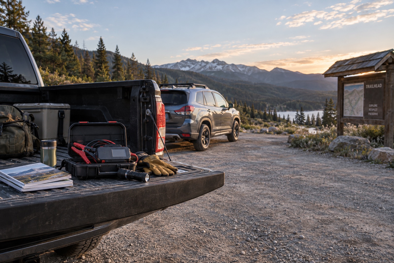 GOOLOO GP4000 and A5 Jump Starters in an editorial use scene