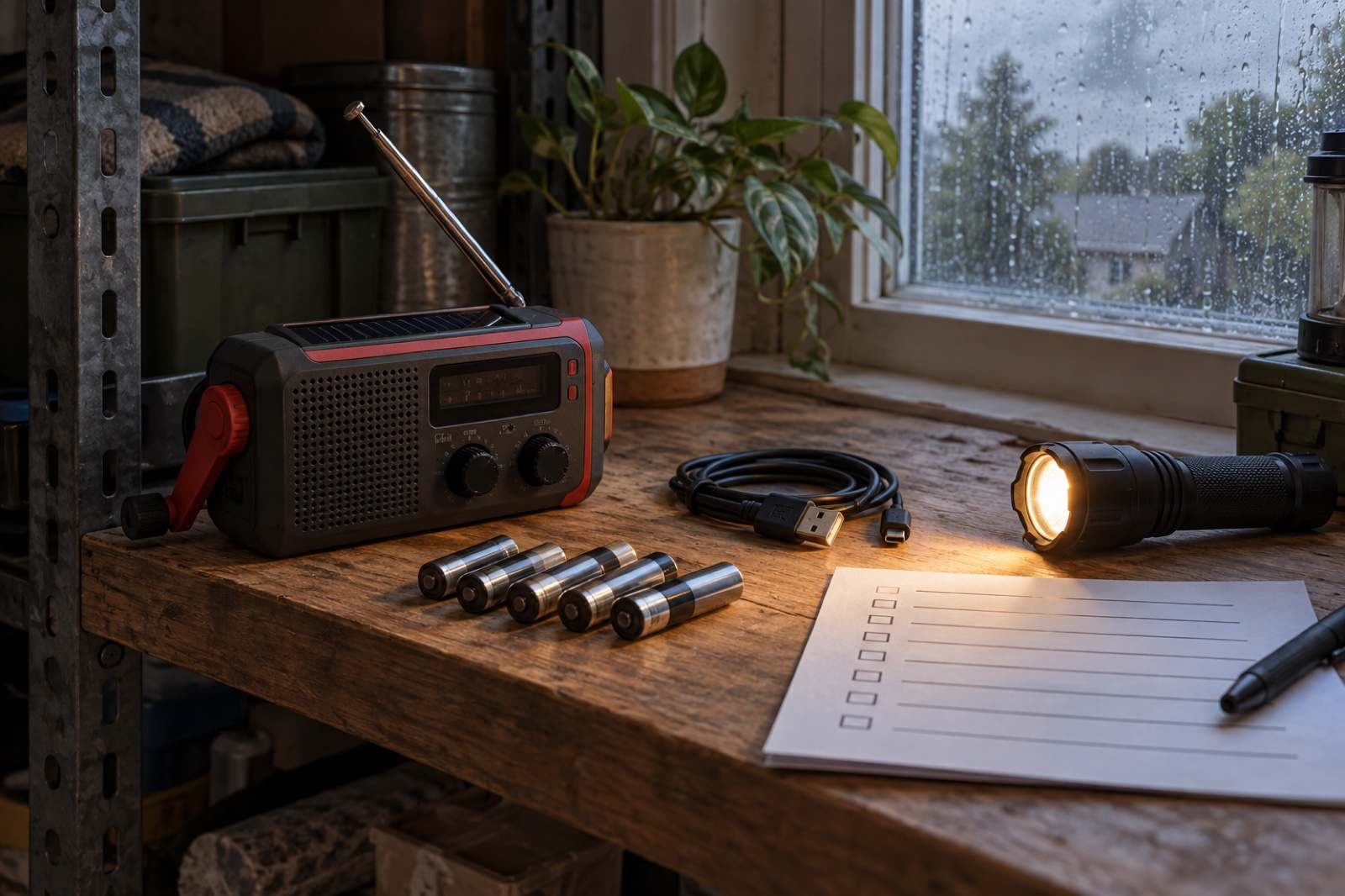 Midland ER310 Emergency Crank Weather Radio in an editorial use scene