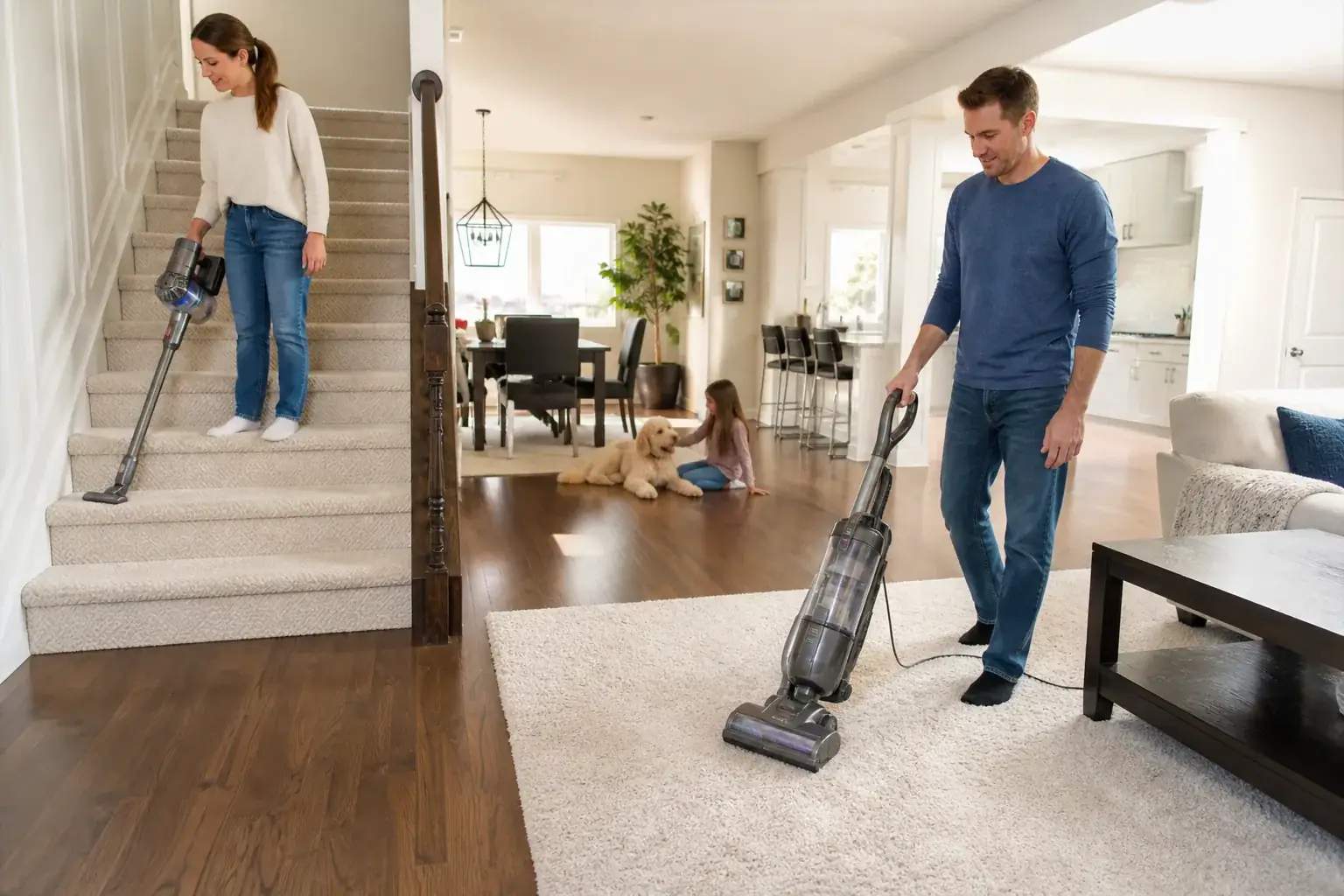 Upright vs stick vacuums: choose around the cleaning job editorial illustration