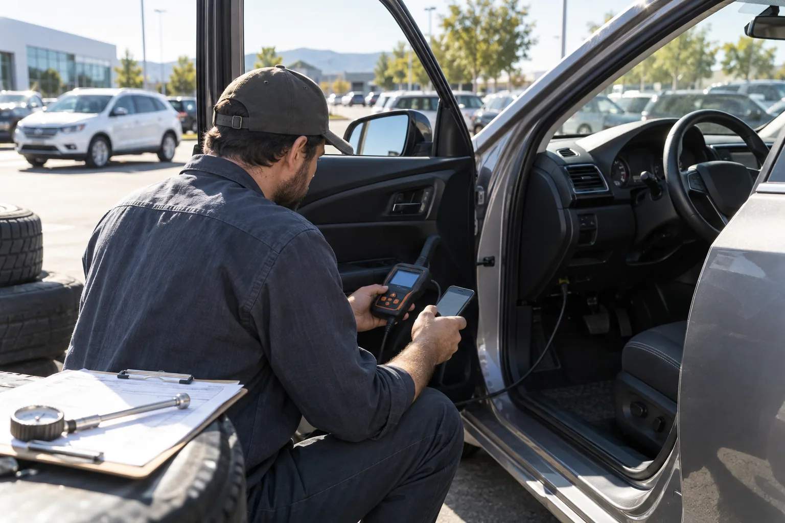 BlueDriver and Innova 5610 OBD2 Scanners in an editorial use scene